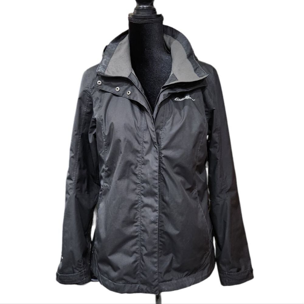 Eddie Bauer Women's Adjustable Hooded Jacket Black Waterproof/Breathable Jacket